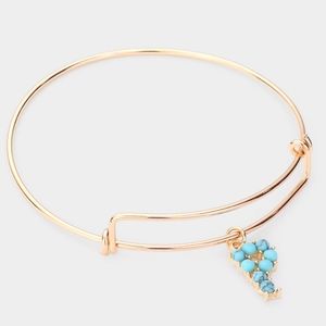 💥P- Turquoise Embellished Monogram Charm Bracelet